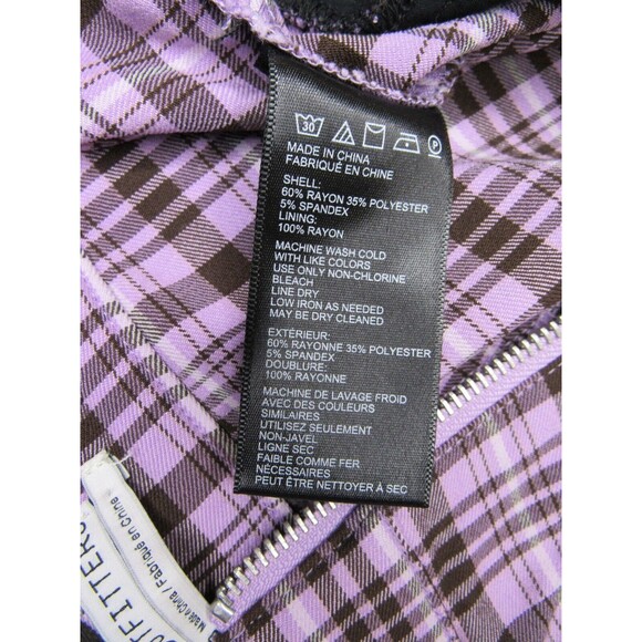 Urban Outfitters UO Pants Size 4 Pink Purple Brown Gingham Susie High Waist Zip - Picture 6 of 8